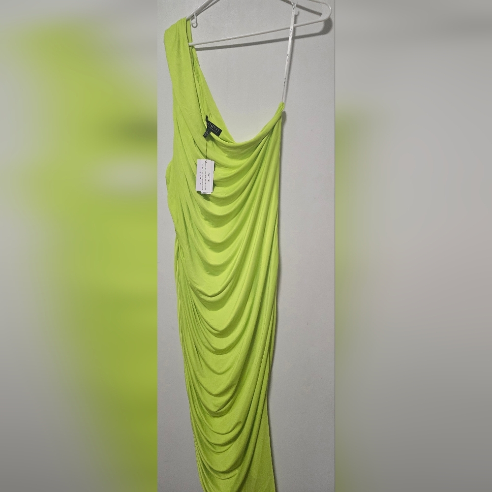 Eloquii Vibrant Lime One Shoulder Dress